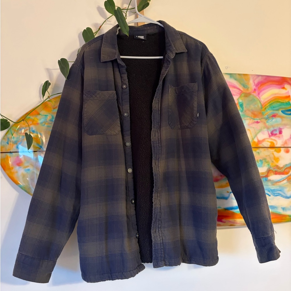 Vans Navy and Gray Plaid Fleece Lined Flannel